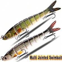 2 种尺寸多关节游泳饵，生动的游泳动作，硬质人工鱼饵，13.5 厘米，10 厘米，硬饵，适用于鲈鱼钓具