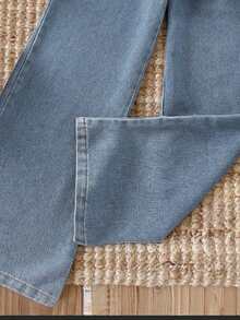 2 件青少年女孩学校/通勤二合一衬衫和针织背心搭配牛仔裤，休闲秋冬装 - 白色 - 查看 4