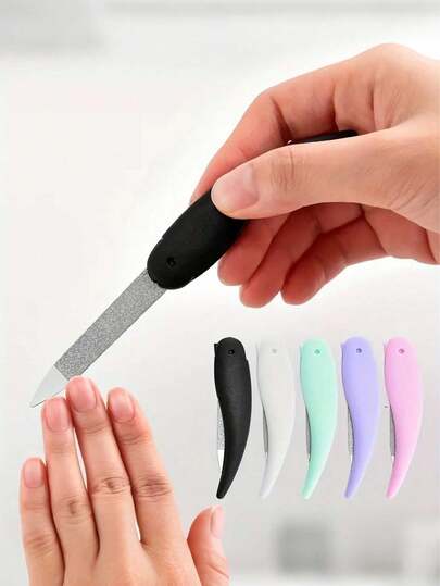 [Lima de uñas plegable] Lima de uñas plegable de doble cara con forma de pez pequeño | Lima de manicura lavada y pulida de material de plástico ABS con textura para herramientas de arte de uñas