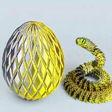 1 Pc 30cm Articulated Viper Statue - 3D Printed Soft Posable Snake Toy With Snake Egg, Mythological Creature Design, Home Decor Stress Relief Toy, Suitable For Christmas, Halloween And Other Holiday Gifts, Suitable For Ages 14+ (Random Eye Color), Fidget Toy, 3D Printed Animal - Viper, 3D Snake, Mini 3D Printed Animal, 3D Printed Snake, 3D Printed Snake With Egg