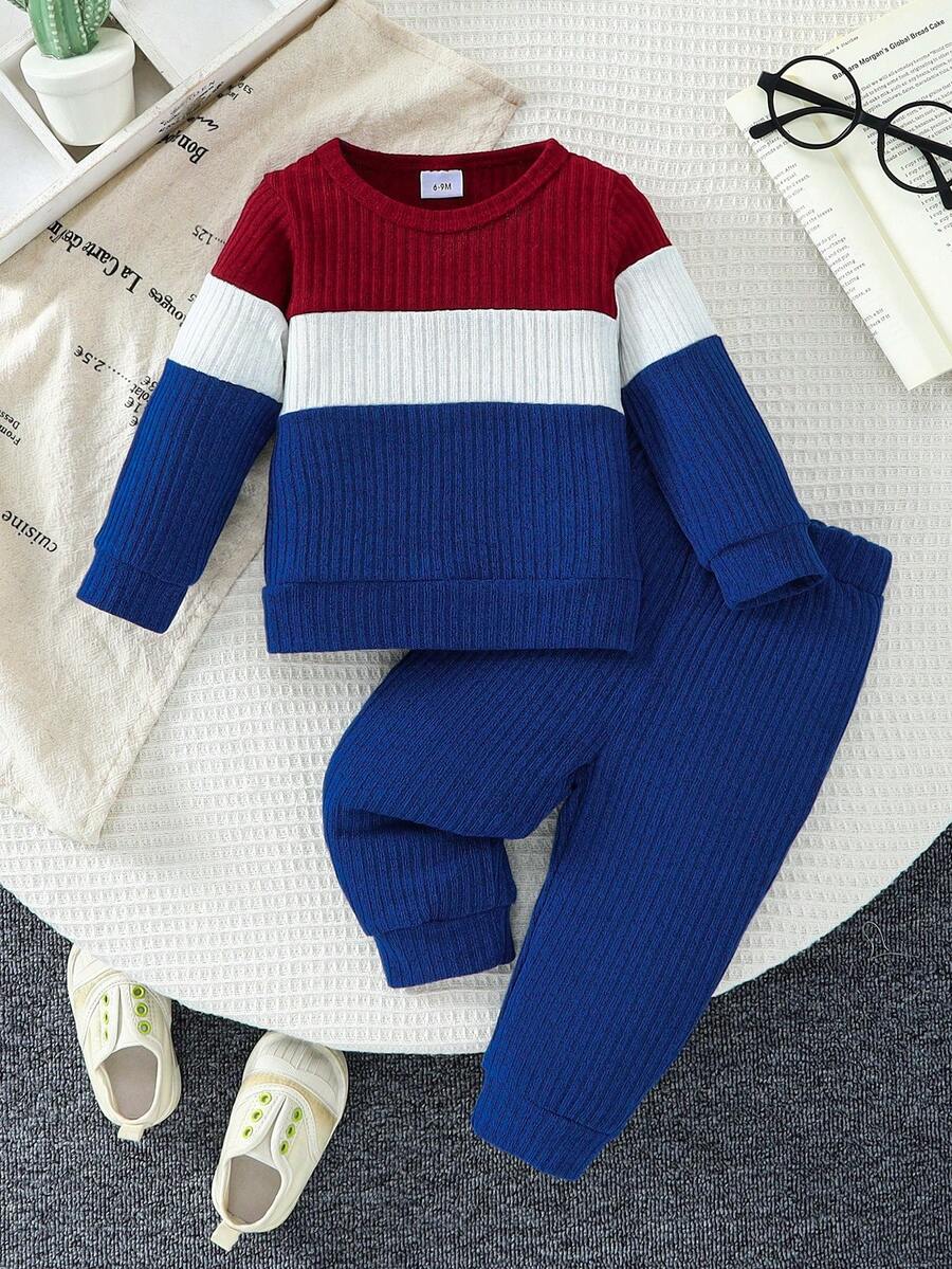 Spring & Autumn Loose Crew Neck Sweatshirt And Comfortable Elastic Waist Pants Baby Boy 2-Piece Set
