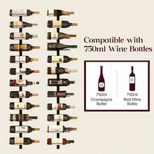 24 Bottles Wall Mounted Wine Rack Detachable Wall Hanging Bottle Holder Use As One Or Four DIY Display Storage Racks For Wine For Restaurant Bar Cellar - Black - View 3