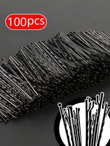 50 pièces/100 pièces Accessoires de cheveux pour la salle de bain, barrettes noires épaisses en une seule pièce pour les franges et la fixation des coiffures pour la rentrée scolaire, pinces à cheveux, pinces en acier, serre-têtes, pinces plates noires, pinces latérales audacieuses, pinces pour les franges, épingles à cheveux, pinces à cheveux fixes, épingles à cheveux noires, épingles à cheveux ondulées jetables et pinces à griffes pour femmes - accessoires de cheveux de mariée invisibles, rentrée scolaire. (Salle de bain/Automne/École/Voyage/Utilisation quotidienne/Portable)