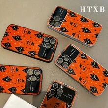 Teléfono con diseño de calabaza negra electrochapado | AG Frosted Large View Window 2 en 1, compatible con las series 17, 17 Pro, 17 Pro, 16 Pro, 16 Pro, 16 Plus, 16, 15 Pro, 15 Pro, 15 Plus, 15, 14 Pro, 14 Pro, 14 Plus, 14, 13 Pro, 13 Pro, 13, 12 Pro, 12 Pro 12. Accesorio móvil, funda elegante, material premium, diseño estilizado, funda protectora. Ideal para usuarios de smartphones y entusiastas de la tecnología. - Plateado - Ver 7