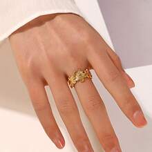 New 18K Stainless Steel Fashion Ring, The Opening Design Can Be Adjusted In Size - 17-dourado - View 1