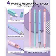 Four Candies 36PCS Aesthetic School Supplies, Mechanical Pencil Set 0.5mm, 0.7mm, 0.9mm & 2.0mm With 624 Lead Refills, Back To School Supplies For Writing & Drawing, Ideal Stationary Set Gift