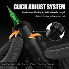 1 Stück T-REX Kabellose Tattoo Maschine mit 7 Hubarten, einstellbar, 1600mAh wiederaufladbarer Akku, bürstenloser Motor Tattoo Stift