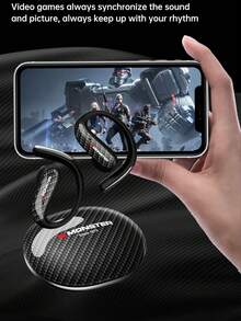 Monster MQO37 TWS Sports Noise Cancelling Earphones, HiFi Stereo Music Gaming Earphones With High-Definition Microphone