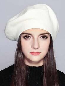 1pc女士贝雷帽针织帽时尚欧美风保暖护耳帽秋冬 - A - 查看 4