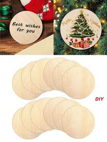 New 10 Pieces Handmade Blank Wooden Decorations, Hand Painted Wooden Decoration Accessories - For DIY Christmas And Holiday Decorations - Versatile Hanging Sign, Suitable For Party And Craft, Christmas Party Decoration, Round Pendant With Hole, Holiday Decoration, Handmade DIY Material, Home Creative Pendant, Hand Painted Wooden Decoration Accessories, Holiday Party Pendant