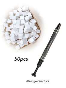 101pcs White Mini Replaceable Nail Art Sponges, Nail Art Sponge Metal Grabbers, Nail Art Gradient Sponges, Nail Art Sponge Set For Gradient Color Nail Art Sponges DIY Nail Art Tools Nail Art Supplies Nail Art Accessories