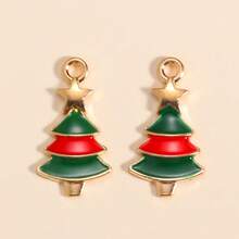 10 Pieces Of Mixed Cartoon Oil-Dripping Christmas Tree Pendants, DIY Jewelry Making And Decorative Pendants, Suitable For Making Earrings, Necklaces, Christmas Party Jewelry Gifts