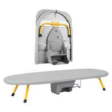 Tabla de planchar plegable premium con portaplancha, funda acolchada desmontable, montaje de pared y mini plancha portátil., Burro de Planchar Plegable Altura Ajustable - Gris - Ver 1