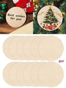 New 10 Pieces Handmade Blank Wooden Decorations, Hand Painted Wooden Decoration Accessories - For DIY Christmas And Holiday Decorations - Versatile Hanging Sign, Suitable For Party And Craft, Christmas Party Decoration, Round Pendant With Hole, Holiday Decoration, Handmade DIY Material, Home Creative Pendant, Hand Painted Wooden Decoration Accessories, Holiday Party Pendant