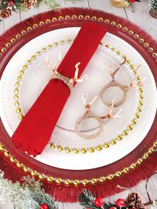 1/2/4pcs Christmas Deer Horn Napkin Rings, Christmas Hotel Dining Table Decor Napkin Holders, Christmas Deer Horn Napkin Paper Holders, Christmas Napkin Clips, Suitable For Christmas Party Dining Table Cloth Decoration