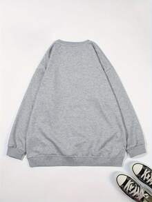 2025 New Women's Sweatshirt Leopard Print LOVE BEING GIGI Sweatshirt, Casual Long Sleeve Round Neck Sweatshirt For Autumn And Winter, Women's Clothing. Loose And Comfortable - 橄欖綠 - 查看 11