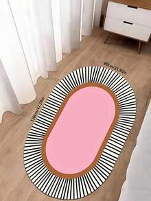 1pc Pink Striped Decorative Rug, Oval Faux Wool Rug, Soft Comfortable Bedside Rug, Living Room Balcony Rug, Area Rug, Home Decor, Multiple Sizes Available Rug, Bedroom Decor, Small Rug, Rug, Living Room Rug, Living Room Small Rug, Bedroom Rug, Living Room Home Decor, Outdoor Rug, Washable Rug, Plush Rug, Furry Rug, Autumn/Winter Rug, Thick/Fluffy - Multicolor - View 4