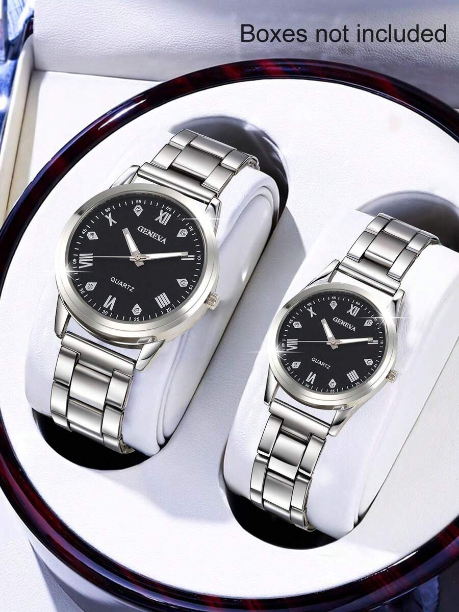 Couple's Quartz Watch, Fashionable Casual Watch, Suitable For Valentine's Day Or Thanksgiving Gift, Suitable For Daily Wear For Men And Women, Ideal For Birthday Gifts, Parties, Holiday Gatherings, And A Perfect Gift For Yourself Or Friends (Excluding Gift Box) - 銀色 - 查看 1