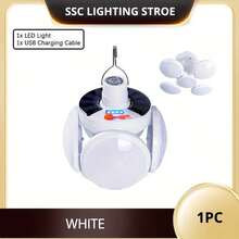 1 Peça Lâmpada LED Solar Recarregável, Luz Portátil USB para Acampamento e Jardim, Holofote Portátil para Noite, Lanterna de Emergência LED, Área de Iluminação de 60 m²