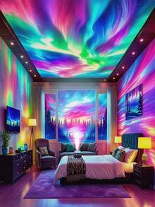 1pc LED Creative Northern Lights Projection Light, Colorful Dynamic Lighting Effects, Milky Way Starry Atmosphere Light, USB Powered, Couples Holiday Gift, Family Gathering, Event Decorative Light, Suitable For Bedroom, Living Room, Game Room, Party, Birthday