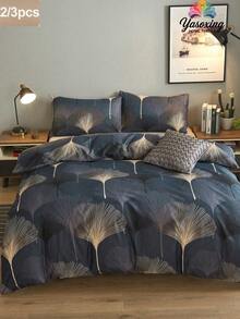 2/3pcs/Set Ginkgo Leaf Fan Pattern Duvet Cover Set Easy Care Microfiber Soft Bedding Set Soft Breathable Brushed Microfiber Wrinkle-Free Better For Sleep, Luxury Hotel Style, Gift For Mom Dad Friend, Quilt Comforter Duvet Cover*1 Pillowcase*1/2 - Multicolor - View 1
