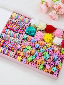 895 件女孩多色水钻双层网状蝴蝶发夹，可爱公主发饰，弹性耐用发带、发圈、发夹，适合日常使用