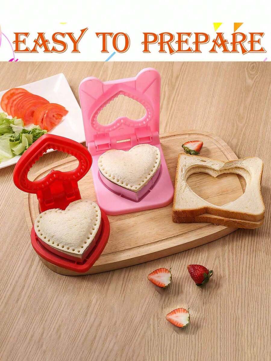 1 máy làm bánh mì sandwich bằng thép không gỉ có bảo vệ tay, có thể làm bánh mì kẹp và bánh mì nướng. Dao cắt và dán bánh mì sandwich, khuôn bánh mì hình trái tim và ngôi sao. Dao cắt bánh quy rau củ mini bằng thép không gỉ, dụng cụ dập mép bánh mì sandwich, máy làm bánh kếp, thích hợp cho việc tự làm hộp cơm bento. - Nhiều màu - Xem 1