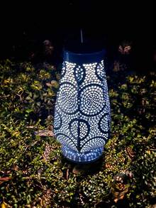 1 pezzo, 20 - 60cm, Lanterna solare in metallo, Motivo traforato, Proietta ombre artistiche, Stile boho-alla moda, Risparmio energetico. Perfetta per Natale, Pasqua, Ognissanti; Feste in giardino, Matrimoni, BBQ in cortile; Patio, Prato, Albero, Vialetto; Primavera, Estate. Decorativa da appendere