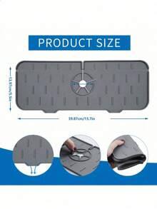1 Pc Thickened Silicone Faucet Drip Pad, Durable Sink Splash Guard And Absorbent Drainage Mat, Anti-Slip Waterproof Pad For Kitchen And Bathroom Faucet Area, Reusable Sink Protector To Keep Countertop Dry And Clean, Modern Sink Accessories For Home, Apartment, Office And Hotel Use (Easy To Clean, Washable Silicone Material, Not Fabric)