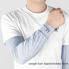 Men Long Half Finger Gloves Arm Sleeves Sun UV Protection Ice Cool Arm Cover For Cycling Fishing Climbing Sport Accessories Halloween Costumes Black Arm Sleeve