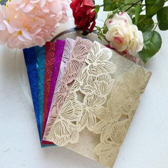 10 张/包镂空花邀请卡，适用于婚礼、订婚、生日派对和其他节日庆祝邀请、贺卡装饰