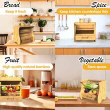Natural Bamboo Vintage Bread Box, Farmhouse Corner Bread Bin Storage Organizer For Kitchen Counters, Durable Solid Bamboo Holder For Homemade Bread & Toast, Air-Tight Seal Preserves Freshness, Space-Saving Design, Ideal Farmhouse Kitchen Decor & Stylish Storage # BambooDecor # KitchenStyling - Hai lớp - Xem 7