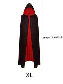 黑色和红色双面万圣节圣诞斗篷服装，吸血鬼斗篷服装，化妆舞会德古拉魔术师恶魔角色扮演成人女性万圣节服装 - 黑紅雙色 - 查看 13
