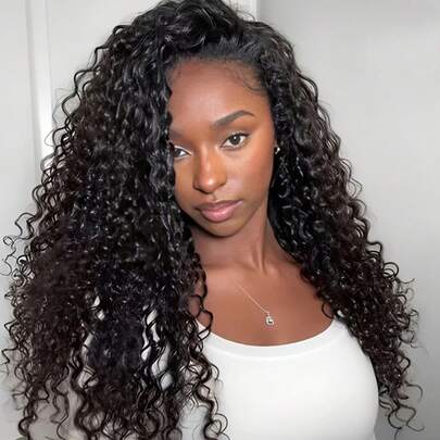  ISEE Half-Head Wig, Real Human Hair Water Wave, Glueless Wig, Flip-In Seamless Wig, Invisible Hairline, Beginner-Friendly, 14-28 Inches