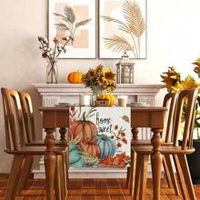 1 /108 piezas Camino de mesa de Acción de Gracias con hojas de arce y calabazas - Poliéster decoración estacional para el hogar, cocina y comedor, múltiples tamaños, resistente y duradero centro de mesa con tema de otoño para anfitriones de vacaciones y amantes del otoño - Otoño-F - Ver 4