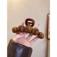 1pc Fashion Pearl Large Simple Elegant Acrylic Hair Claw Hairpin, Suitable For Party, Commute, Outfit Matching, Hair Accessories - Cà phê - Xem 3