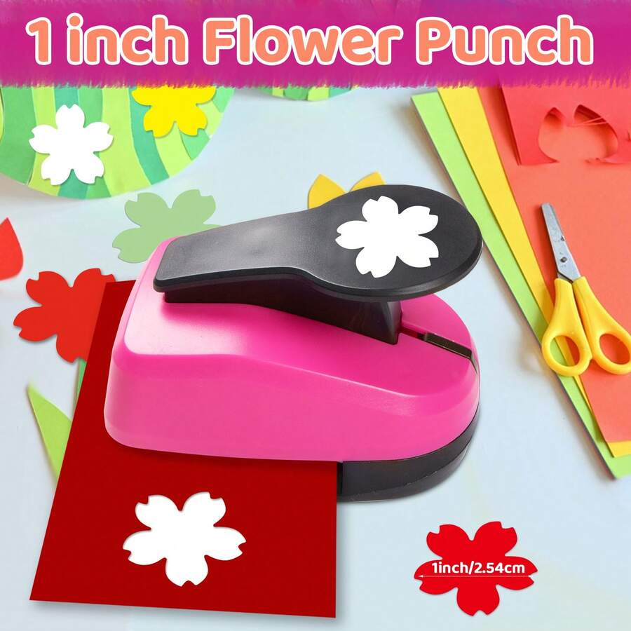 1-Inch (25mm) Sakura Pattern Hole Punch Tool, Random Color, Suitable For DIY Photo Paper, Arts & Crafts, Scrapbooking, Student & Daily Use