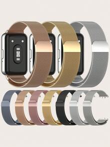 1pc Correa unisex de acero inoxidable Milanese con cierre magnético, diseño de ventilación con huecos. Compatible con Samsung Galaxy Fit 3. - Galaxy Fit 3 - Ver 2