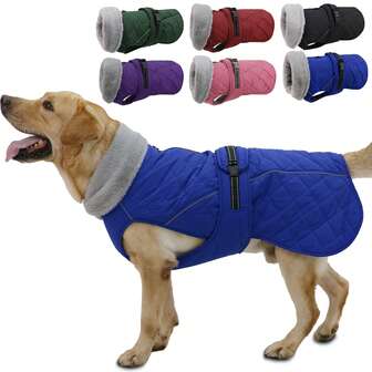 Winter Dog Jacket, Extra Warm Dog Jacket, Cold Weather Dog Coat, High Neck Snow Jacket With Quilted Wool Lining, Reflective Adjustable Pet Winter Clothing