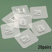 3/5/8/10pairs Multipurpose Wall-Mounted Power Strip Holders - Utility Hooks With Transparent Interlocking Buckles, Strong Adhesive Fasteners, And Reusable Plastic Sticky Pads For Easy Bathroom And Door Organization - No-Drill Installation And Space-Saving Design