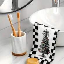 1set/2pcs/100pcs Christmas Tree Printed Pattern Kitchen Towels And Dishcloths, Suitable For Interior Decoration In Restaurants, Kitchens, Bathrooms, Party Decoration, Holiday Gifts, And Can Be Given As Christmas Gifts - Multicolor - View 2
