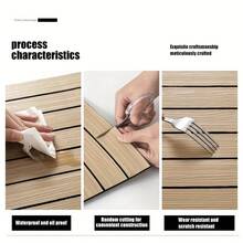 1卷，Meoky品牌，加厚，可剥离可移除，仿3D纹理木纹网格面板，复古木纹条纹自粘墙板，乙烯基材质，防水，防刮，隔音壁纸。适用于客厅、卧室、天花板、走廊、咖啡厅、办公室装饰，高端家居艺术装饰。 - 深灰色 - 查看 8