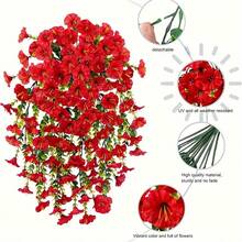 10/6/4/2pcs UV-Resistant Silk Bindweed Artificial Flowers, Large Red Bindweed With Eucalyptus Leaves Wall Hanging Greenery Decor, Suitable For Halloween, Autumn Decor, Christmas Decor, Home Decor, Room Decor, Garden Decor, Classroom Decor, Bedroom Decor, Wedding Decor, Bridal Shower, Party Decor, Baby Shower, Wedding, Patio Decor