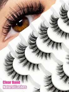 10 Pairs Natural Long Cross Eyelashes With Packing Box, 3D False Eyelashes Eyelash Extensions, Beautify Looks