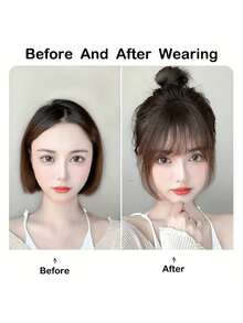 3D刘海夹式接发 - 逼真合成夹式刘海，适合日常佩戴，易于造型，外观自然，打造更丰盈蓬松的秀发，多功能女士发饰，发爪夹 - 彩色 - 查看 3