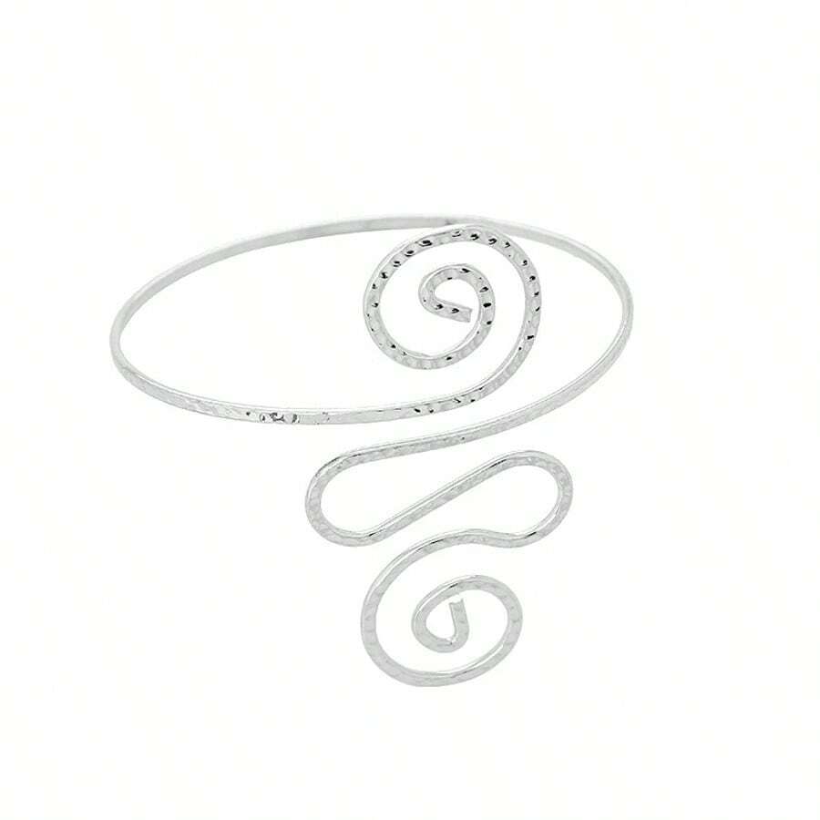 Hot Adjustable Cuff With Spiral Wire, Stacking Bracelet, Simple Pattern, International Jewelry, Wholesale Bracelet - 銀色 - 查看 1
