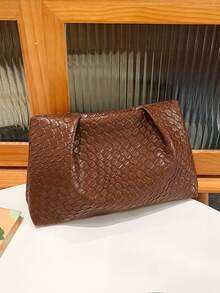 New Fashion Solid Color Clutch, Pleated Cloud Bag, Solid Color Casual Envelope Bag, Cosmetic Bag, Travel Accessory Bag, Inner Liner Bag, Toiletry Bag, Storage Pouch - Brown - View 7