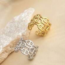 New 18K Stainless Steel Fashion Ring, The Opening Design Can Be Adjusted In Size - 18-dourado - View 2