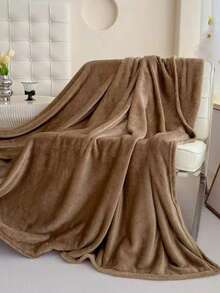 Frazada de Lisa tamaño queen, ultra suave y cálida, diseño minimalista, adecuada para invierno, fácil de limpiar y mantener, perfecta para dormitorio o sala, regalo ideal para cualquier ocasión. - Marrón - Ver 2