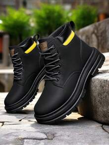 Giày bảo hộ nam cỡ lớn mới, giày bốt, giày thường ngày, giày làm việc, giày bốt làm việc cổ cao, giày bốt ngoài trời, giày đi bộ đường dài, giày bốt da, màu đen - màu đen - Xem 9